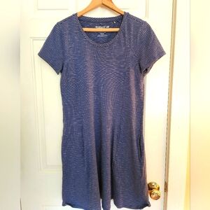 Toad&co Midi Dress Windmere Navy Stripe Organic Cotton Size M outdoors Hiking